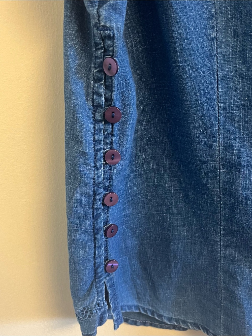 Vintage Boho Hippie Womens Blue Chambray Linen Cotton Sleeveless Tank Top Medium - Picture 3 of 9